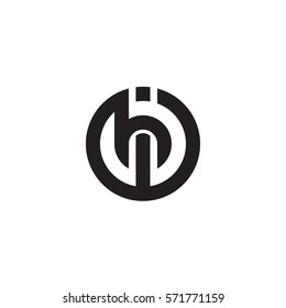 initial letter logo ih, hi, circle rounded lowercase black monogram