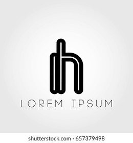 initial letter logo ih outline lowercase black logotype