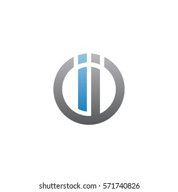 initial letter logo ii circle rounded lowercase blue gray