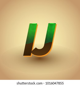 initial letter logo IJ colored green and brown with striped composition, Vector logo design template elements for your business or company identity
