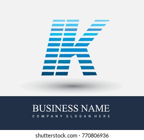 initial letter logo IK colored blue with striped compotition, Vector logo design template elements for your business or company identity
