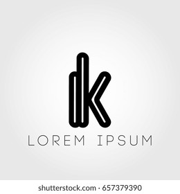 initial letter logo ik outline lowercase black logotype
