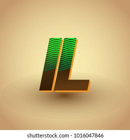 initial letter logo IL colored green and brown with striped composition, Vector logo design template elements for your business or company identity