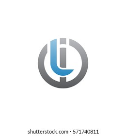 initial letter logo il, li, circle rounded lowercase blue gray