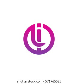 initial letter logo il, li, circle rounded lowercase purple pink