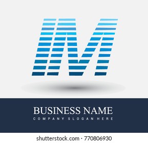 initial letter logo IM colored blue with striped compotition, Vector logo design template elements for your business or company identity
