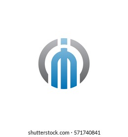 initial letter logo im, mi, circle rounded lowercase blue gray