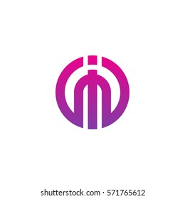 initial letter logo im, mi, circle rounded lowercase purple pink