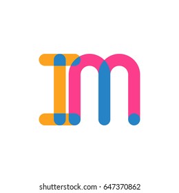 Initial letter logo IM overlapping round line, yellow blue magenta
