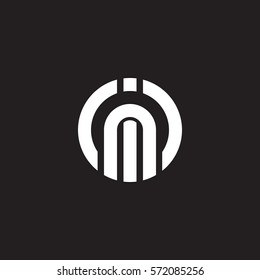 initial letter logo in, ni, circle rounded lowercase white black background