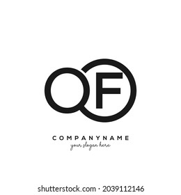 OF Initial letter logo inside circle shape inside rounded black and gold monogram