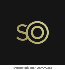 SO Initial letter logo inside circle shape inside rounded black and gold monogram