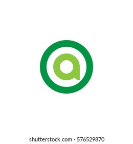 initial letter logo a inside circle shape, oa, ao, a inside o rounded lowercase green flat