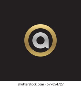 initial letter logo a inside circle shape, oa, ao, a inside o rounded lowercase logo gold silver