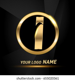 initial letter logo I inside circle shape, rounded lowercase logo gold on dark background