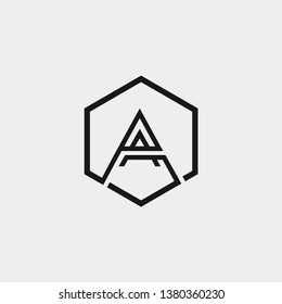 Initial letter logo A inside hexagon shape uppercase black monogram logo template