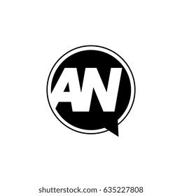 Initial letter logo an inside speech bubble black
