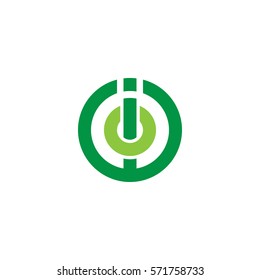 initial letter logo io, oi, circle rounded lowercase green flat