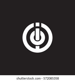 initial letter logo io, oi, circle rounded lowercase white black background