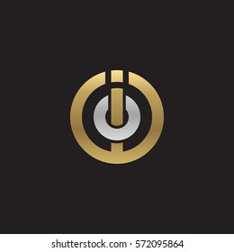 initial letter logo io, oi, circle rounded lowercase logo gold silver