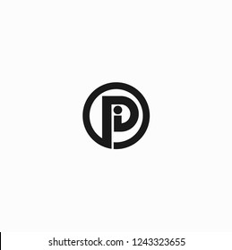 initial letter logo ip, pi, circle rounded lowercase black