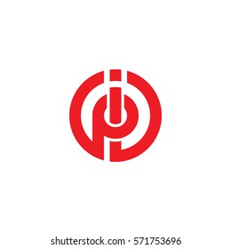 initial letter logo ip, pi, circle rounded lowercase red flat