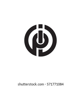 initial letter logo ip, pi, circle rounded lowercase black monogram