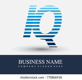 initial letter logo IQ colored blue with striped compotition, Vector logo design template elements for your business or company identity
