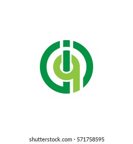 initial letter logo iq, qi, circle rounded lowercase green flat