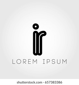 initial letter logo ir outline lowercase black logotype