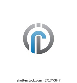 initial letter logo ir, ri, circle rounded lowercase blue gray