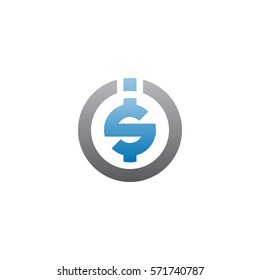 initial letter logo is, si, circle rounded lowercase blue gray