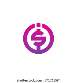 initial letter logo is, si, circle rounded lowercase purple pink