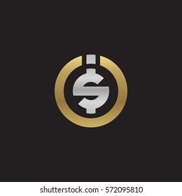 initial letter logo is, si, circle rounded lowercase logo gold silver