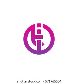 initial letter logo it, ti, circle rounded lowercase purple pink