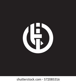 initial letter logo it, ti, circle rounded lowercase white black background