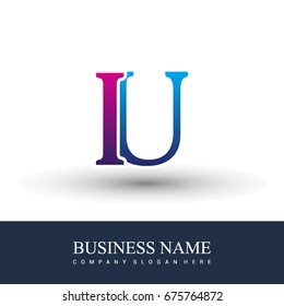 initial letter logo IU colored red and blue, Vector logo design template elements for your business or company identity
