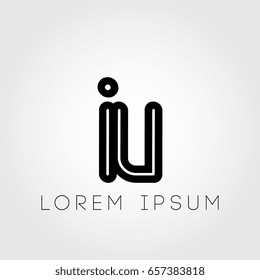 initial letter logo iu outline lowercase black logotype