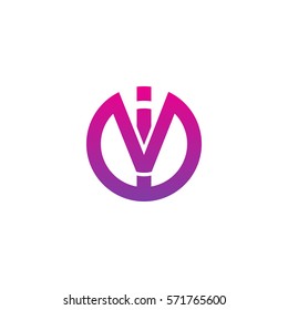 initial letter logo iv, vi, circle rounded lowercase purple pink