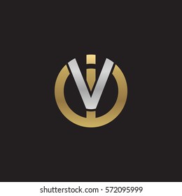 initial letter logo iv, vi, circle rounded lowercase logo gold silver