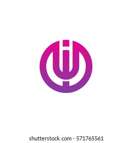initial letter logo iw, wi, circle rounded lowercase purple pink