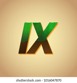 initial letter logo IX colored green and brown with striped composition, Vector logo design template elements for your business or company identity