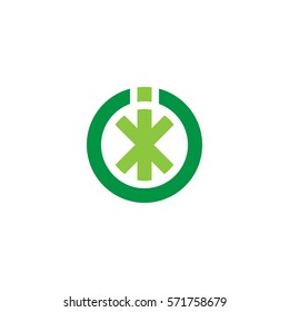 initial letter logo ix, xi, circle rounded lowercase green flat
