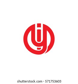 initial letter logo iy, yi, circle rounded lowercase red flat