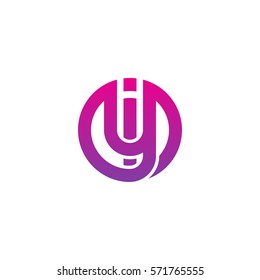 initial letter logo iy, yi, circle rounded lowercase purple pink