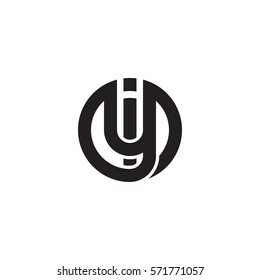 initial letter logo iy, yi, circle rounded lowercase black monogram