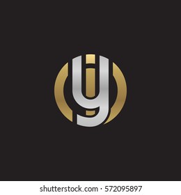 initial letter logo iy, yi, circle rounded lowercase logo gold silver