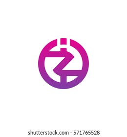 initial letter logo iz, zi, circle rounded lowercase purple pink