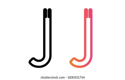 Letra inicial logo J, letra alfabética J, vector 