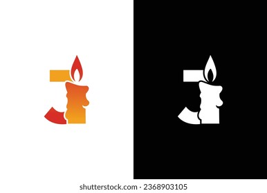 Initial letter logo J candle logo design. J candle logo Vector Icon. Candle logo vector illustration design.